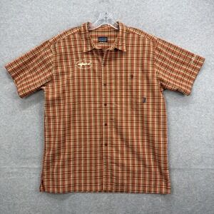 Patagonia Shirt Mens XL‎ Orange Plaid Puckerware Seersucker Dogfish Head Beer